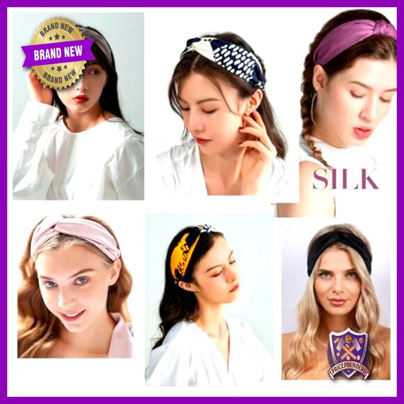 3-Pack 100% Mulberry Silk Headbands, Elastic Twisted Hair Wrap Turban main image 4